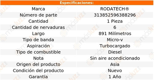 (1) Banda Accesorios Micro-v Sprinter 5 Cil 2.7l S/aa 04/05 Foto 2