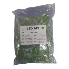 Led 3mm, Verde, Difuso, 100-200 Mcd - Kit Com 1.000 Pçs