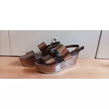 Sandalias Plataforma Peltre Guess 39.5 Casi Sin Uso