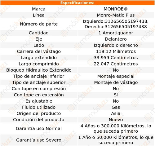 (1) Amortiguador Del Monro-matic Plus Der O Izq Sprint 71/77 Foto 2