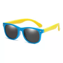 Óculos De Sol Bulier Modas Kids Colorê Infantil Flexivel Cor Azul Cor Da Armação Azul Cor Da Haste Amarelo Cor Da Lente Preto