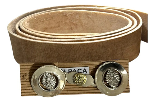 Cinto de cuero crudo con yunta de alpaca mediana - Viergencita - Personalizado - Imagen 1