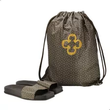 Chinelo Slide Feminino Capodarte Monograma Bege Com Bolsa