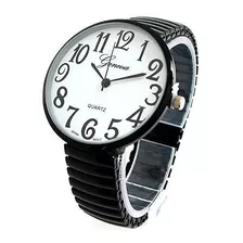 Reloj De Moda Con Banda Elastica Negra Superflexible - Envio
