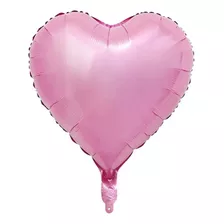 Balão Metalizado Coração Rosa Bebe 45x45cm - Kit C/ 10