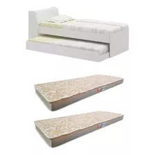 Cama Solteiro Bicama Com 2 Colchões Ditália Bb-28 Branco Cz