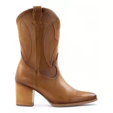 Bota De Piel Para Mujer Vaquera Cierre Lyard Coral