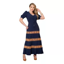 Vestido Longo Crepe Air Flow Kauly ( 3726) Moda Evangelica