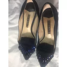 Sandalias Fiesta Dama Cinti Talle 37 Con Strass Color Azul 