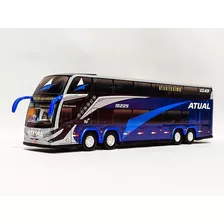 Miniatura Ônibus Atual G8 Dd 4 Eixos 30 Centímetros. Cor Azul-turquesa