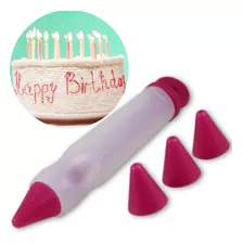 Caneta Decoradora Silicone Bolo Cupcake Biscoito 3 Pontas 