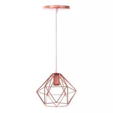 Pendente Diamante P. Cobre(rose-gold) Cabo Cristal