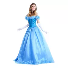 Vestido Princesa Cenicienta Para Mujer Cos Adulto Halloween
