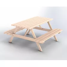 Mesa Picnic Madeira Maciça 140cm X 70cm Natural Gb