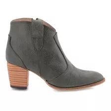 Botas Texanas Caña Corta Cuero Cierre Taco 6 Cm Mujer 