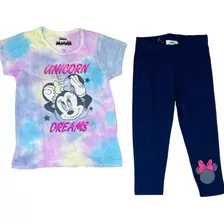 Conjunto Infantil Menina Camiseta E Calça Minnie Disney