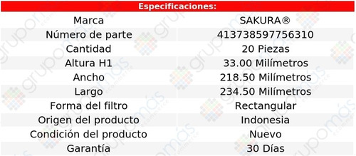 Caja 20 Filtros De Cabina Sakura Cx-5 L4 2.5l Mazda 14/20 Foto 2