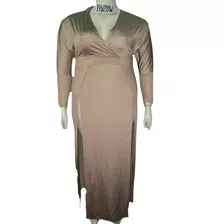 Vestido Beige Nacarado Largo De Gala Talla 2x 