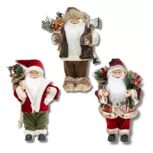 Kit 3 Boneco Papai Noel Enfeite De Natal 30 Cm Presentes