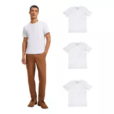 Kit Com 3 Camisetas Masculinas Básicas Branca Preta Hering 