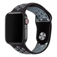 Pulseira Com Furos Compatível Com Apple Watch E Iwo Cor Preto E Cinza