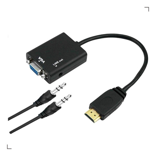 Cabo Adaptador Conversor Hdmi Para Vga Com Saída P2 De Áudio