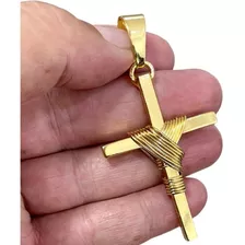 Pingente Cruz Crucifixo Grande Banhado A Ouro 18k