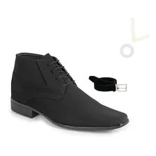 Bota Casual Sapato Kit Com Cinto Cano Alto Moderno Masculino