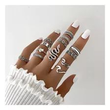 Set De Anillos Bohemia Manicure Hippie Chic Vintage Celeste