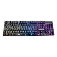 Teclado Gamer K-mex Km-5228 Qwerty Português Brasil Cor Preto Com Luz Rgb