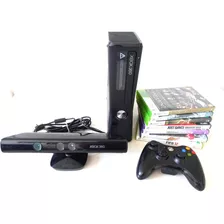 Microsoft Xbox 360 + Kinect Slim 4gb Std Cor Matte Black Hd 250gb + Controle + 7 Jogos