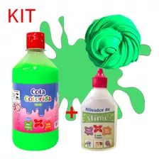 Kit Cola 500g+ativador De Fazer Slime Neon Brincar Criança
