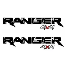 Par Adesivos Compatível Ranger 4x4 Branca 2019 Lateral F258 Cor Preto