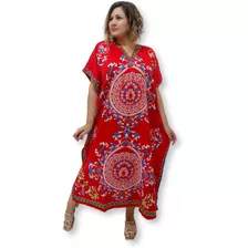 Vestido Kaftan Indiano Longo Estampado Plus Size 234