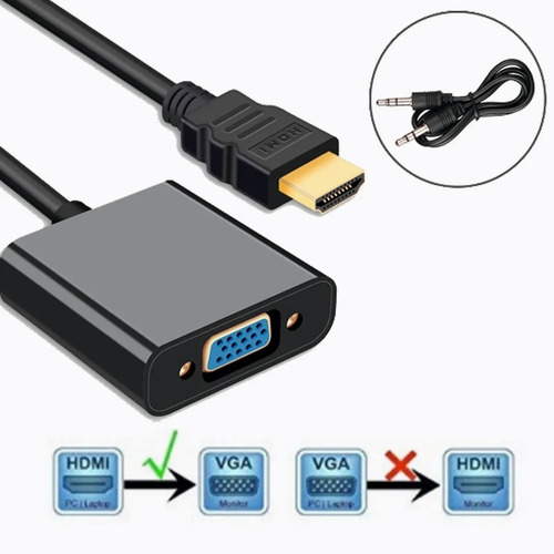 Convertidor Hdmi A Vga Cable Adaptador 3.5mm Cable De Audio
