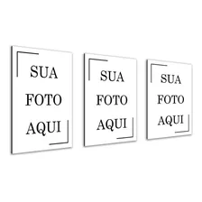 3 Placas Decorativas Personalizadas Com Suas Fotos 30x42cm 