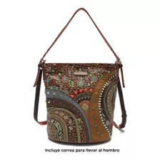 Bolsa Hobo Nicole Lee Estampado Vintage Con Pedrería Fw22