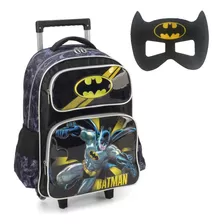 Mochila Escolar Juvenil De Rodinhas Batman Luxcel + Máscara