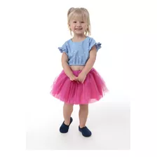 Saia Infantil Tutu Pink Com Brilho Forrada