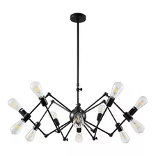 Lustre Pendente Retrô Aranha Preto Loft Inovartte Inl84