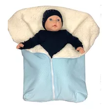 Porta Bebe Saco De Dormir Pelo Antialergico. Cor Azul Bebe