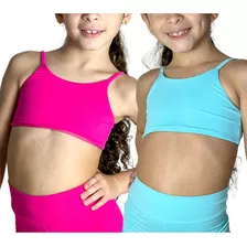 Top Infantil Kids Fitness Kit 2 Unidades Poliamida Alça Fina