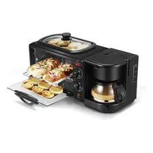 Horno Eléctrico Tostador Sokany Cafetera Parrilla 3 En 1 Color Negro 220v