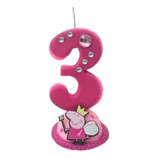 Vela Numerote En Porcelana Fria Peppa Pig Con Base