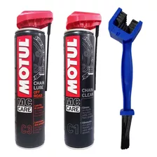 Kit Motul C1 + C3 + Escova Para Limpeza De Corrente Moto