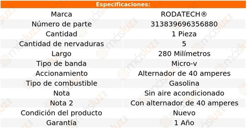 1- Banda Accesorios Alt 40 Amps Ln7 1.6l 4 Cil 1982 Rodatech Foto 2