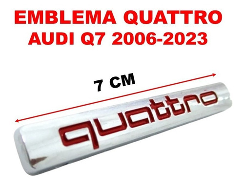 Par De Emblemas Audi Quattro Audi Q7 2006-2023 Crom/rojo Foto 7