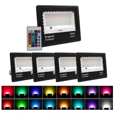 5x Refletor Led Holofote 100w Bivolt Rgb Colorido C/controle