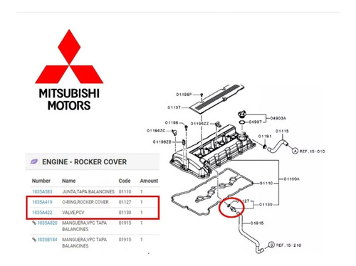 Valvula Pcv Mitsubishi Lancer Outlander Asx Eclipse Galant 2 Foto 5