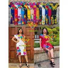 Vestidos Elegantes/artesanales Bordados De Flores -mexicanos